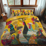3-Piece Bed Cover - Roosters at Dawn