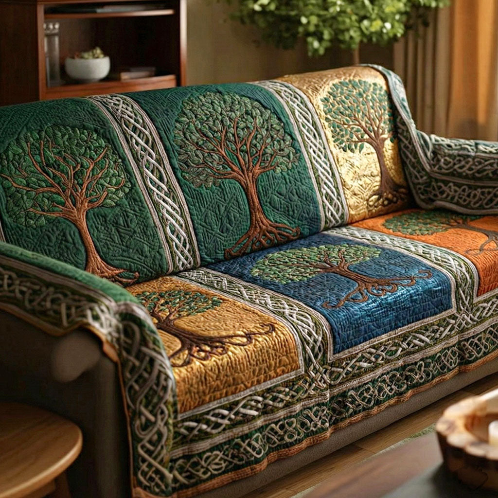 Quilted Sofa Cover Tree of Life – Non-Slip