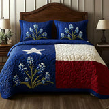 3-Piece Quilted Bed Linen Set - Texas Pride