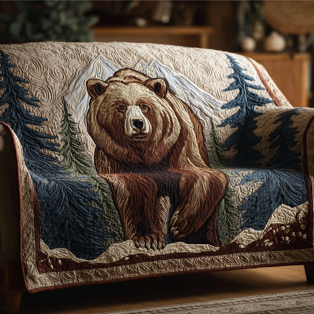 Quilted Sofa Cover with Bear NCU0VT335