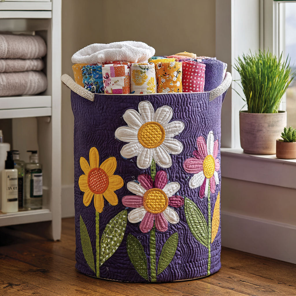 Quilted Laundry Basket — Flowers