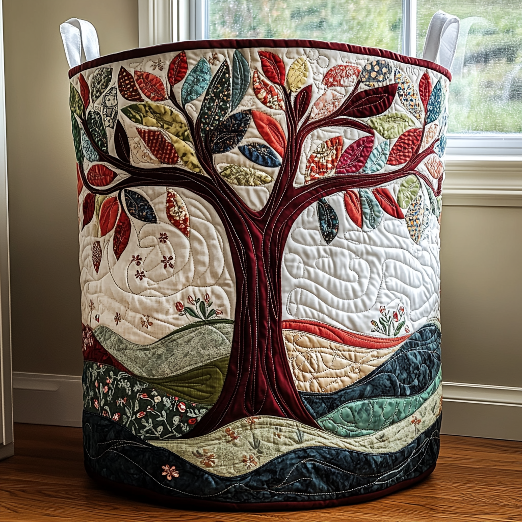 Quilted Laundry Basket — Tree of Life