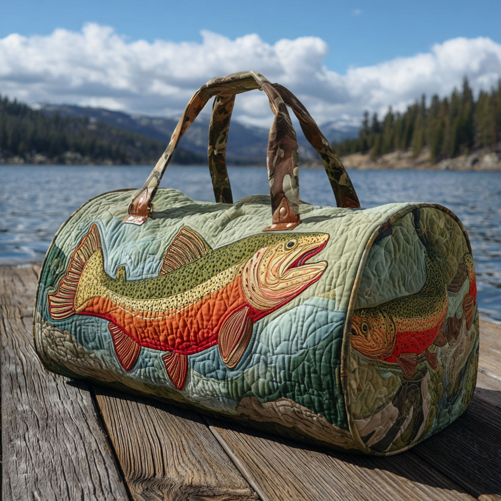 Quilted travel bag with fishing pattern NCU0VT259