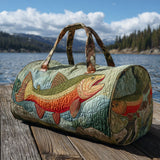 Quilted travel bag with fishing pattern NCU0VT259