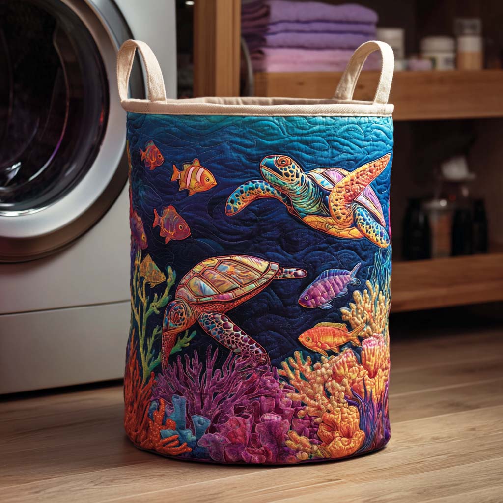 Quilted laundry basket with marine motif NCU0QN043