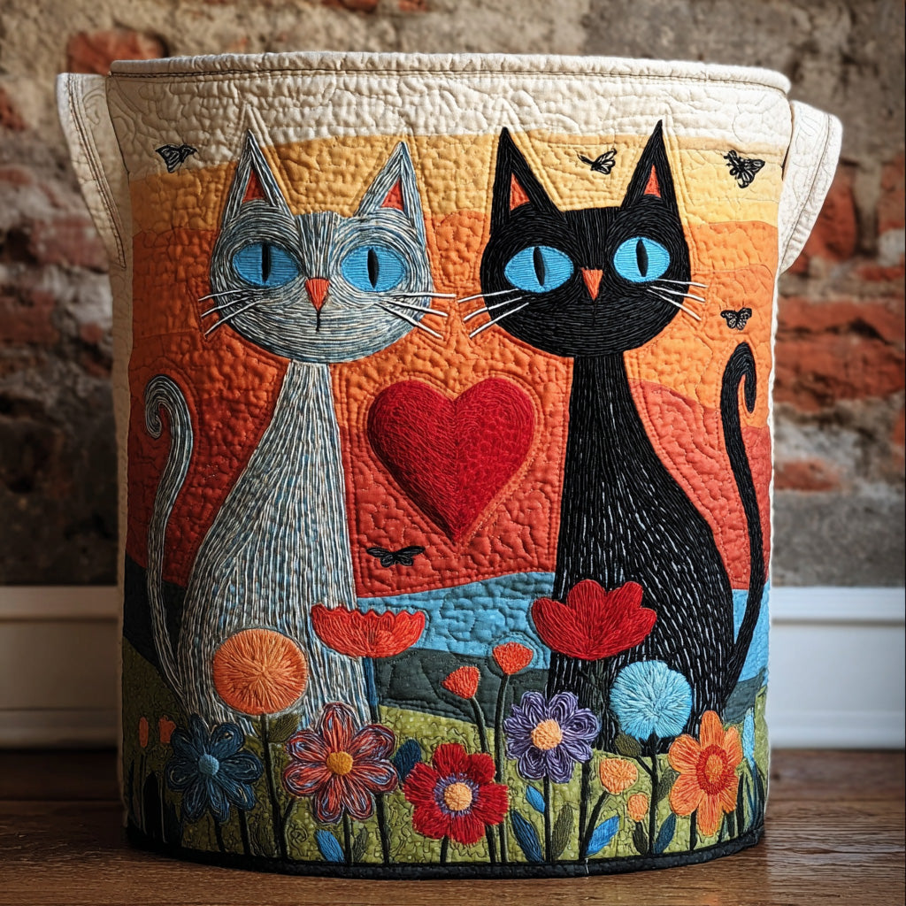 Quilted Cat-Shaped Laundry Basket NCU0QN041