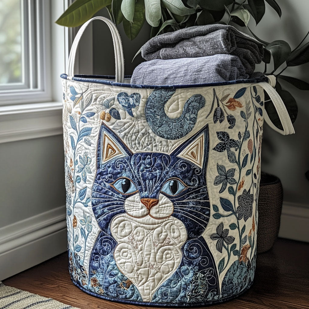 Quilted Cat-Shaped Laundry Basket NCU0QN031