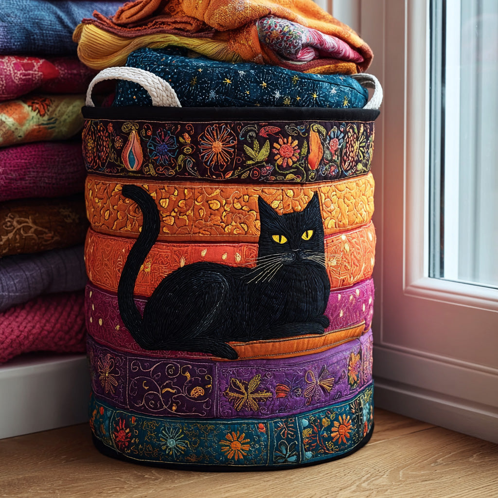 Quilted Cat-Shaped Laundry Basket NCU0QN041