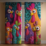Quilted Curtains with Lively Folk Rooster NCU0XD2113