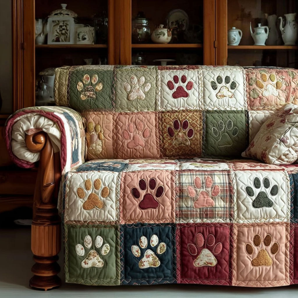 Quilted Sofa Cover with Paws – Non-Slip