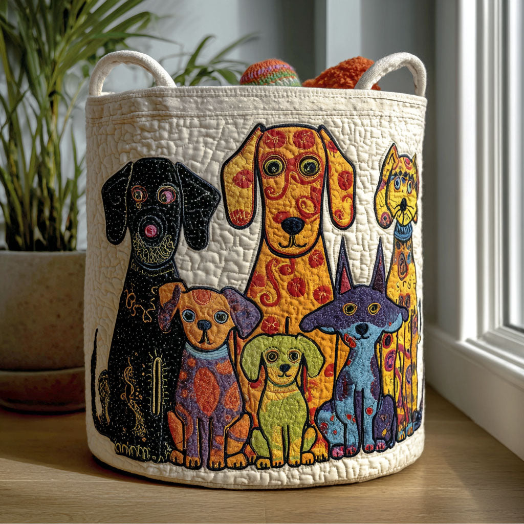 Quilted Laundry Basket — Dog Pattern