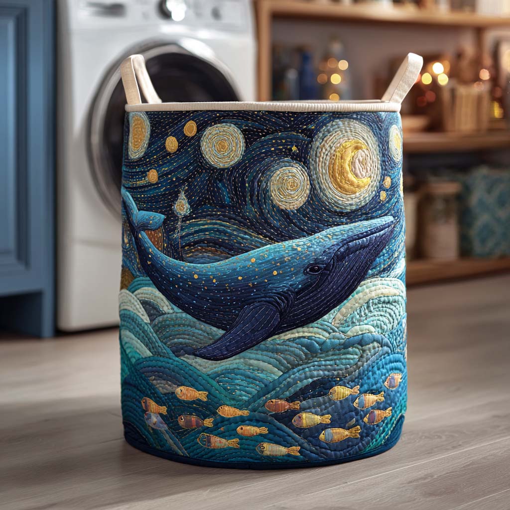 Quilted laundry basket with marine motif NCU0QN043