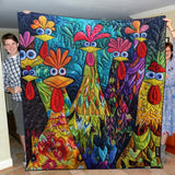 Quilted Blankets with Whimsical Chickens NCU0PT040