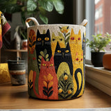 Quilted laundry basket with cats NCU0PTT2133