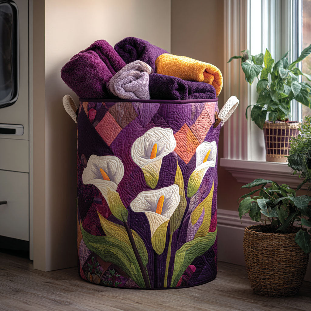 Quilted Laundry Basket — Flowers