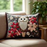 Quilted cushion cover with owl among flowers NCU0DK3621