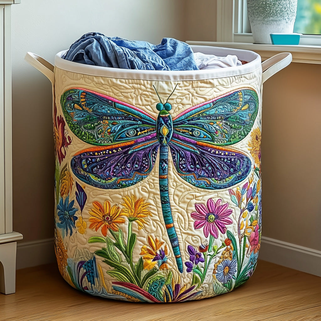 Quilted Laundry Basket with Dragonfly NCU0QN022