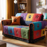 Quilted Sofa Cover with Paw Print