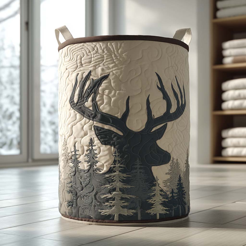 Quilted laundry basket with deer NCU0QN047