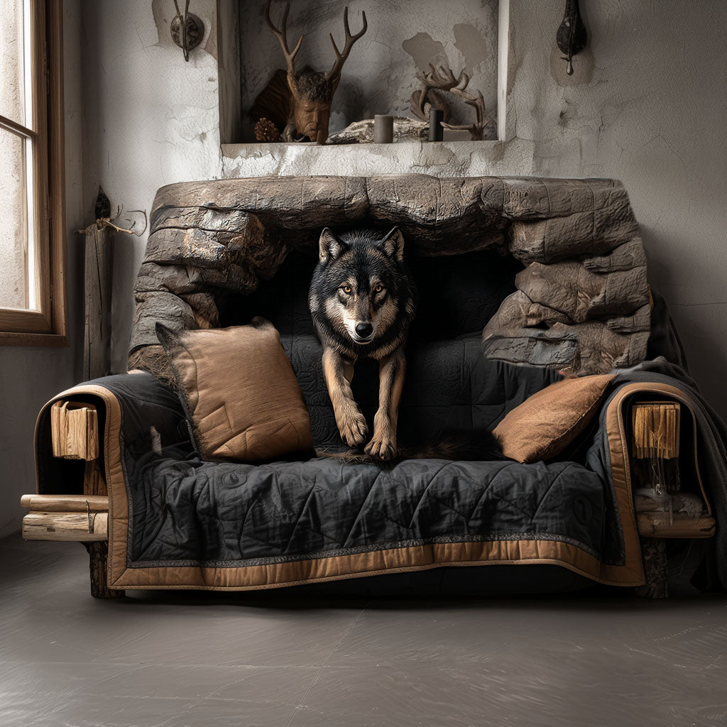 Quilted Sofa Cover Wolf