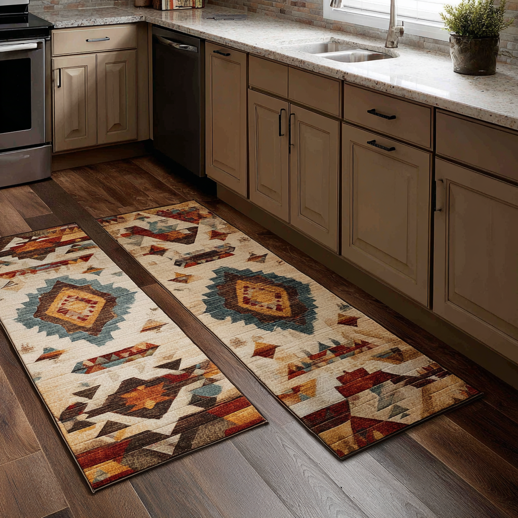 Non-slip kitchen rug with dreamcatcher pattern NCU0VT329