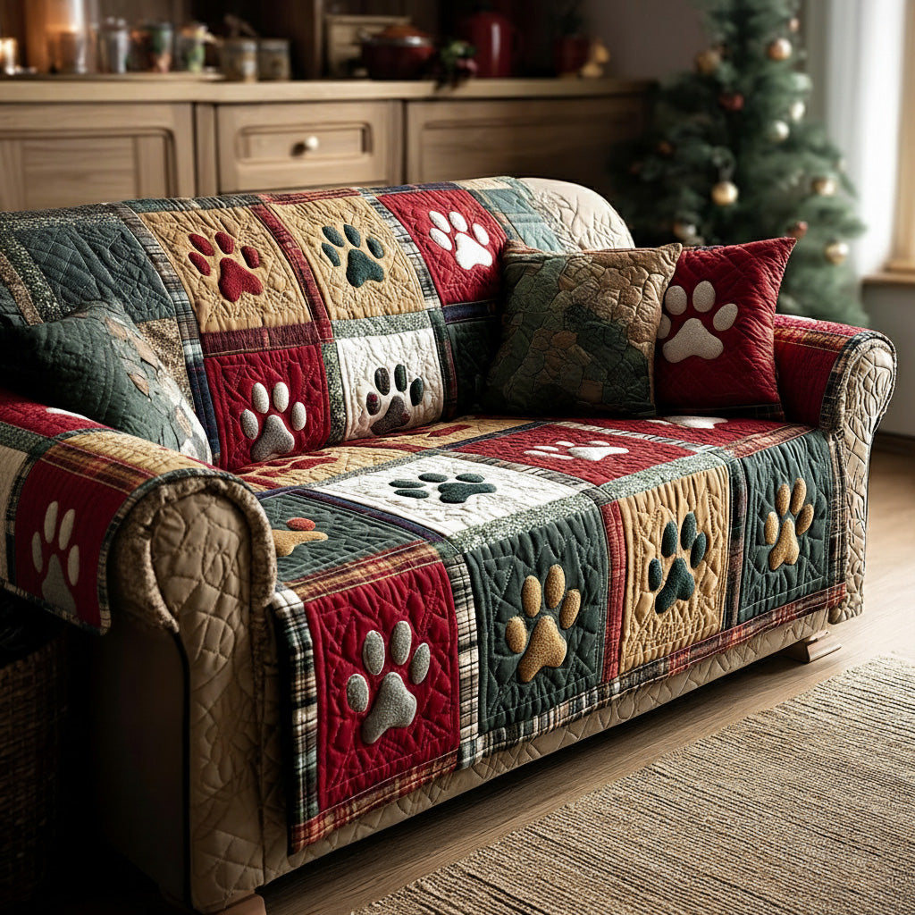 Quilted sofa cover with paw prints NCU0VT338