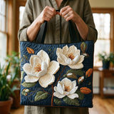 Elegant Magnolia Quilted Tote Bag