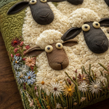 Quilted Artistic Bag with Five Sheep – Two Sizes