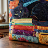 Women's Bag with Black Cat, Books, and Mugs – Two Sizes
