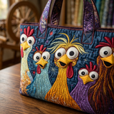 Women's Bag with Five Colourful Chickens – Two Sizes