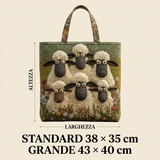 Quilted Artistic Bag with Five Sheep – Two Sizes
