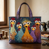 Women's Bag with Five Colourful Chickens – Two Sizes