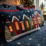 Quilted Cushion Cover with Christmas Village NCU0XD153